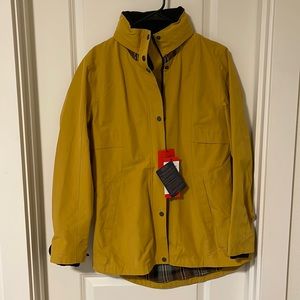 Mustard yellow rain jacket